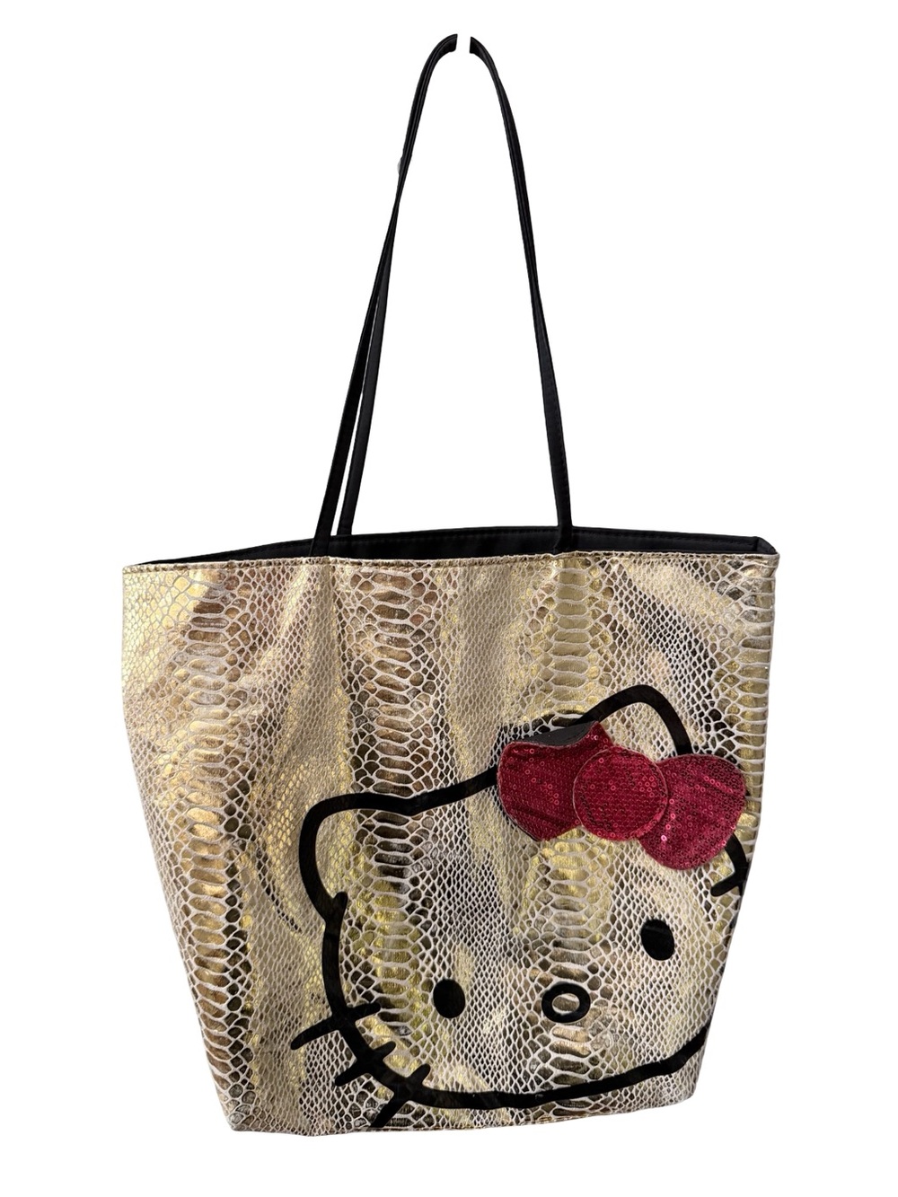 Hello Kitty Gold Snake-Texture Tote